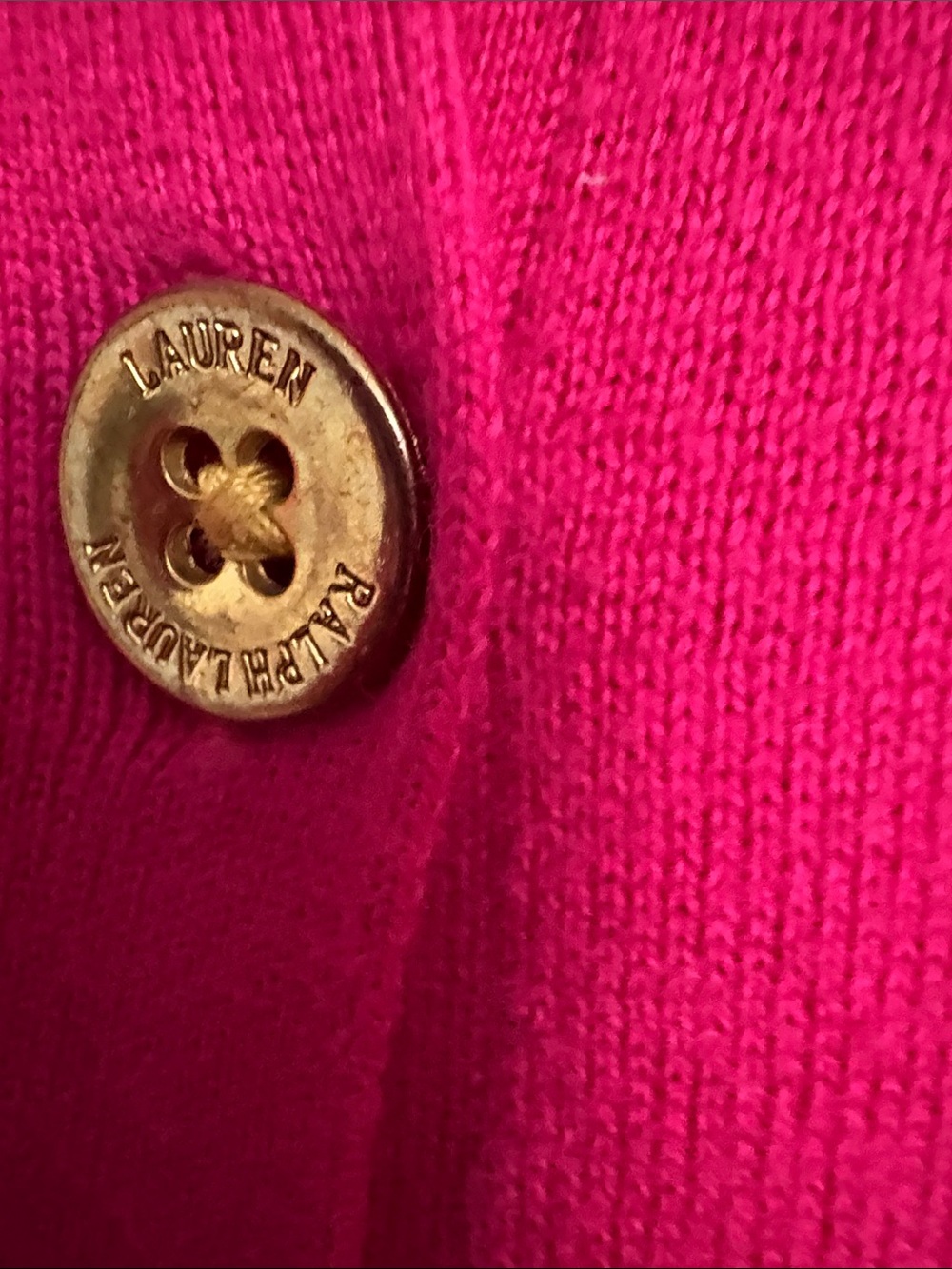 Lauren Ralph Lauren Hot Pink Button-Front Knit Cardigan - Picture 4 of 4